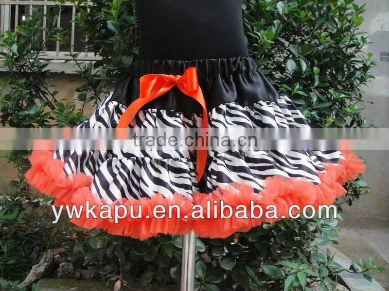 Romantic tutu fluffy tutu skirt with ribbon for kids satin tutus skirt