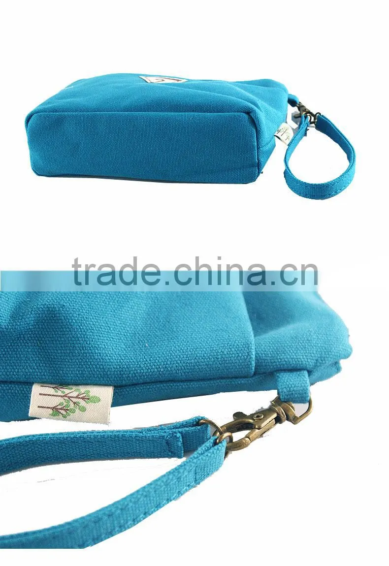 2015 new design custom 100% cotton canvas necessity bag with handle