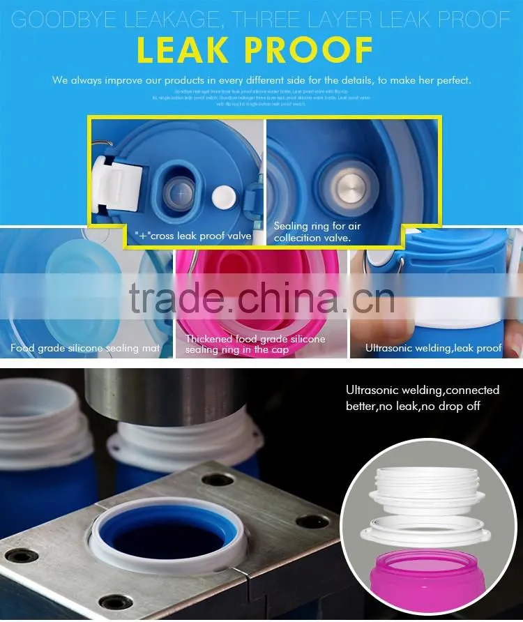 750ml Collapsible Silicone Water Bottle with air valve