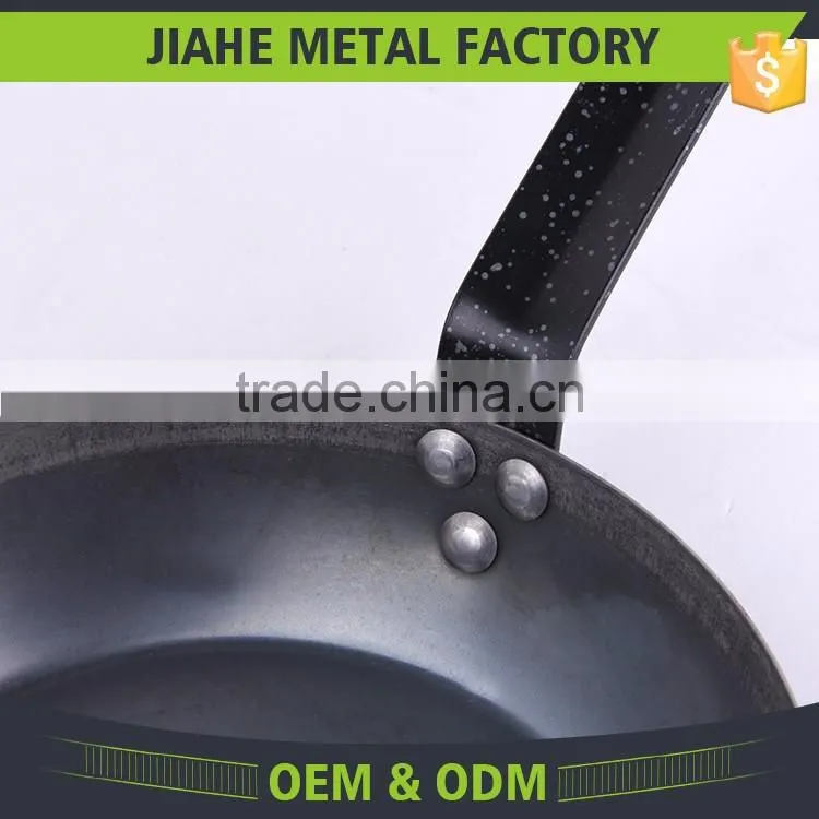 High quality carbon steel frying pan with steel handle