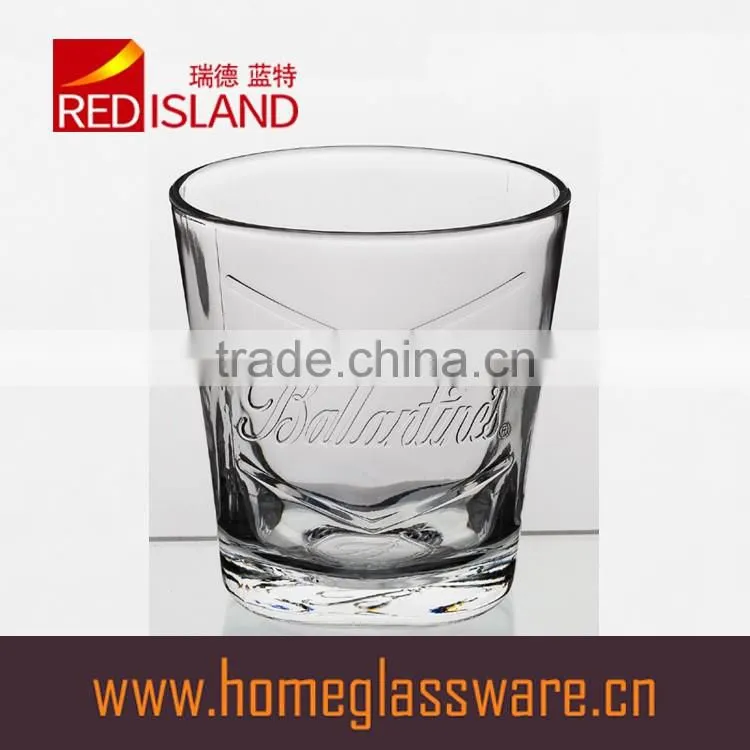 350ml clear glass cup with embossed letter for drinking