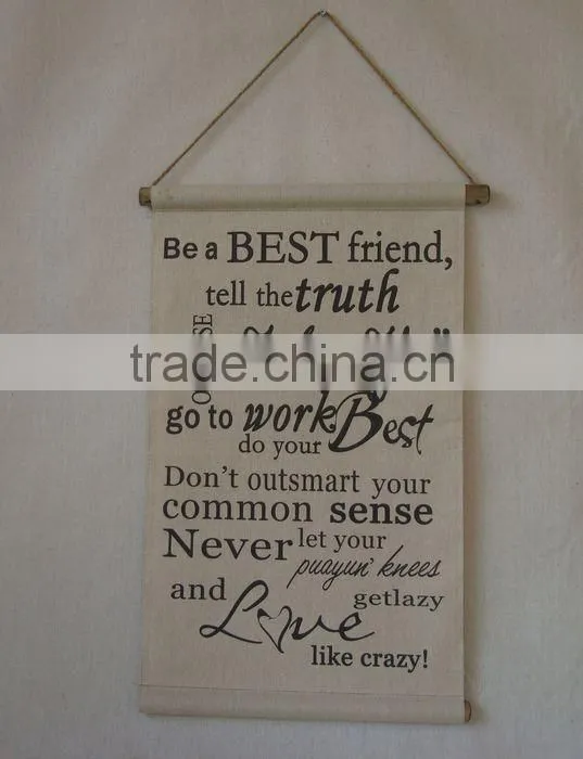 2016 new style antique linen printing wooden frame for wall decoration