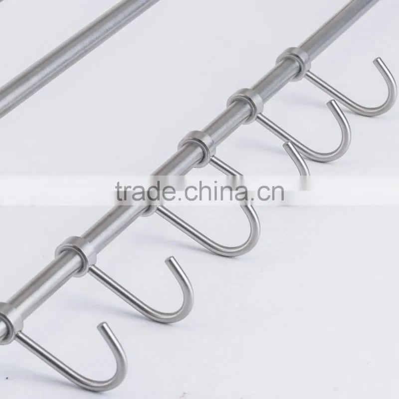 Wall Mounted Stainless Steel Bathroom Towel Rack,Towel Shelf With 6 Hook