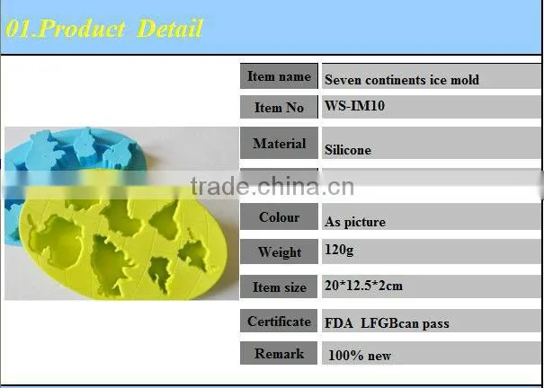 Ice maker silicone ice mould mold baking pan tray ice freeze party drink mould cake mold seven continents