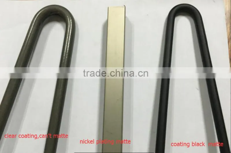 16 inches solid steel black metal iron chair 2 rod hairpin legs