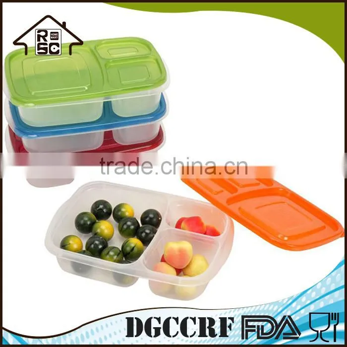 NBRSC Meal prep food containers 3 compartment stackable lunch box section bento box with Lids Durable Reusable