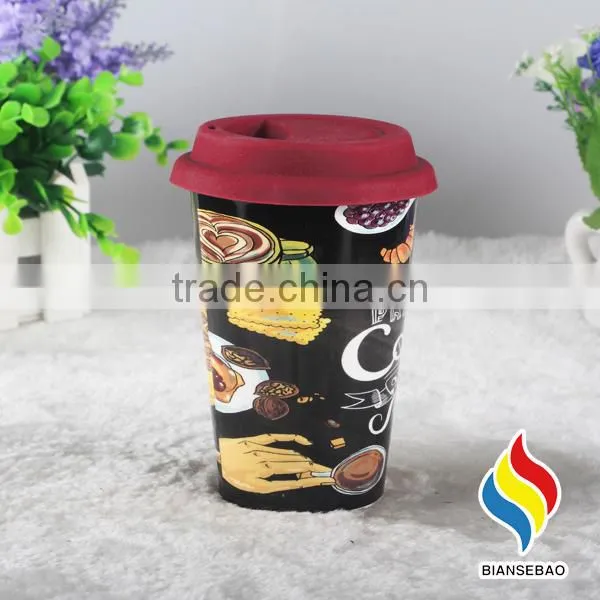 Ceramic cup with silicone sleeve