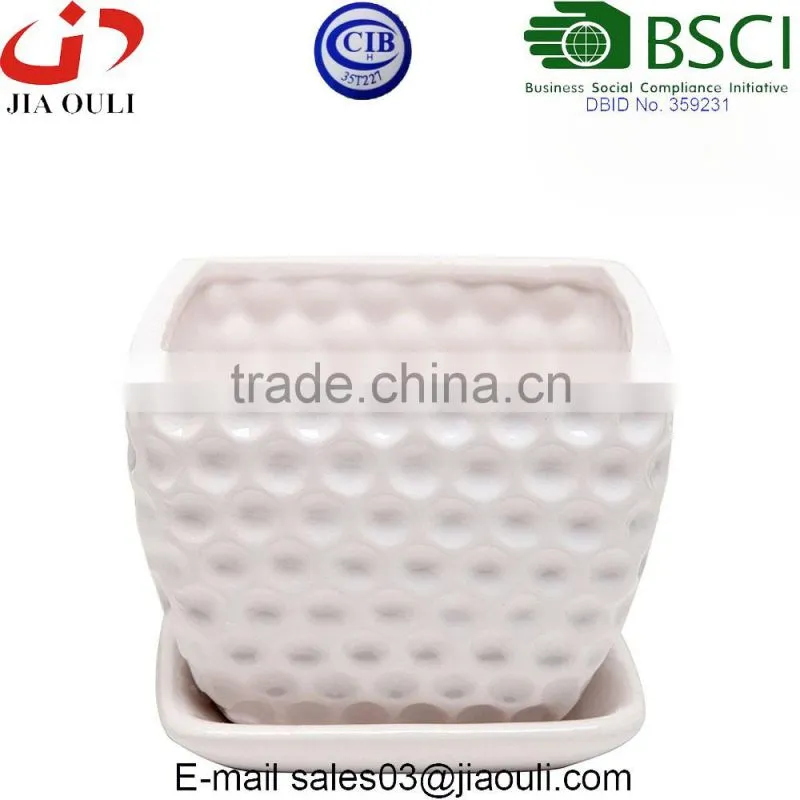 Hexagon White Ceramic Plant Pots Succulent Planters