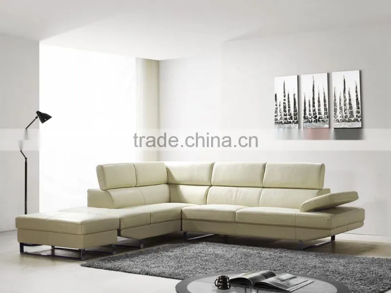 JR8040 elegant chic contemporary coffee color cow leather L shape living room luxury sofa set home furniture new