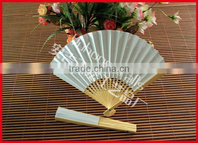 Popular double sides paper bamboo hand fan