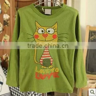 100% cotton popular children's printing t shirt long sleeve for kids