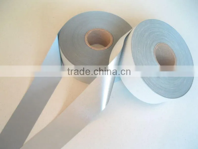 Buy wholesale direct from china 100% polyester grey color reflective fabric tape