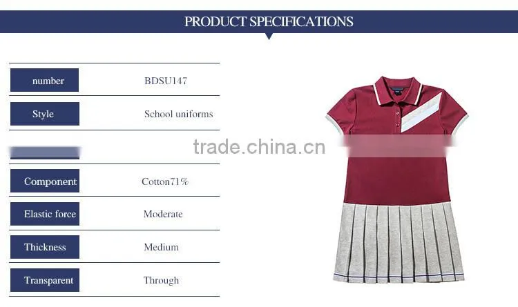 2017 new summer dress pleated skirt school girls stitching wind movement custom student uniform