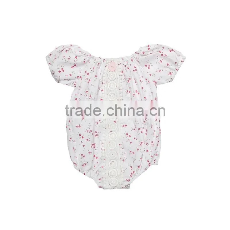 Baby cotton designs fancy bubble rompers vintage lace jumpsuits with button