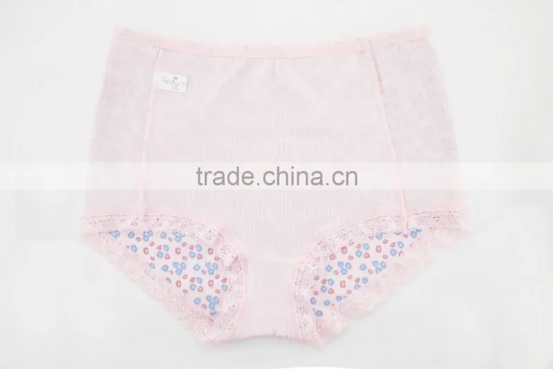 Printing Best Quality 95% Cotton 5% Spandex with Lace Custom Sexy Fancy Woman Underwear