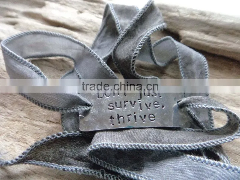 fabric cloth metal chain wrap Bracelet, hand woven silk bracelet, Korea silk ribbon bow bracelet