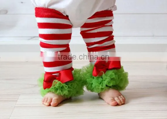Wholesale Kids Baby Stripe Leg Warmers Christmas Baby Double Ruffle Leg Warmers