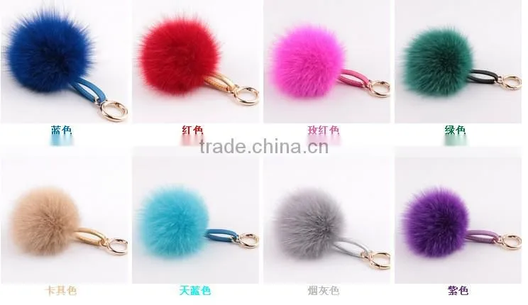 Fur Pom Pom Fluffy Genuine Fox /raccoon/rabbit Fur Ball Keychain Fur Key Ring Fur Bag Charm Women Bag Accessories