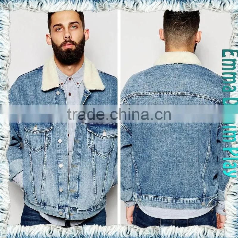New 2015 Fashion Design Men Fleece Denim High Quality Cotton Outerwear Jackets