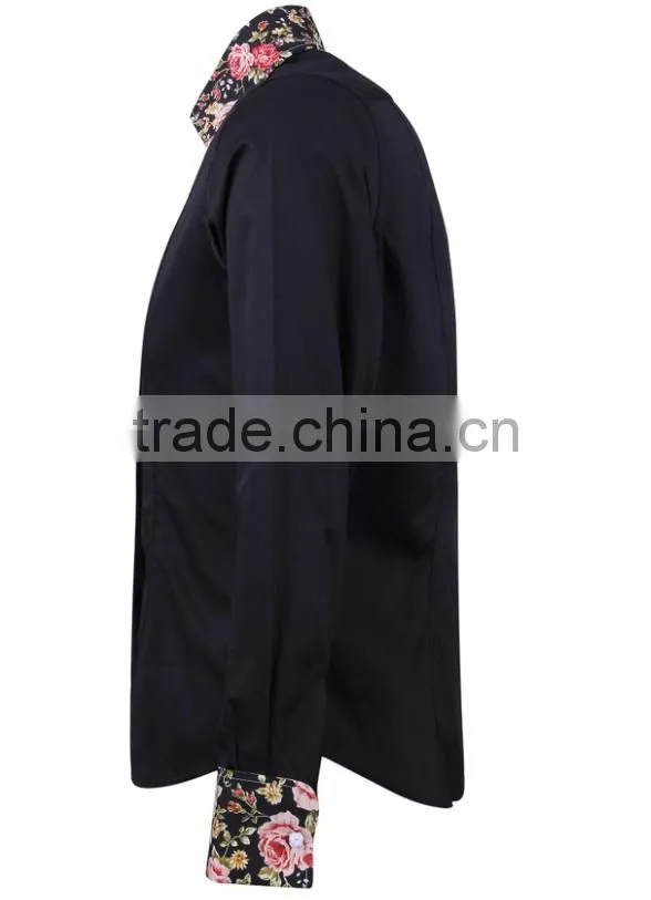 2017 new trend men's shirt with contrast collar and cuff