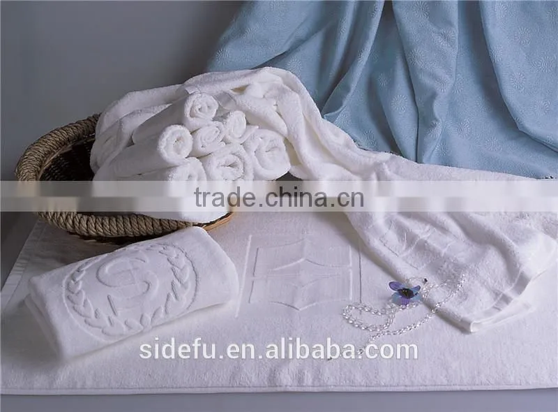 Star Hotel Used White 100% Cotton Jacquard Terry Towel