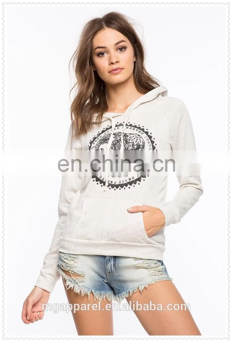 china supplier fashion white one elephant casual and cozy pullover hooded sweatshirt