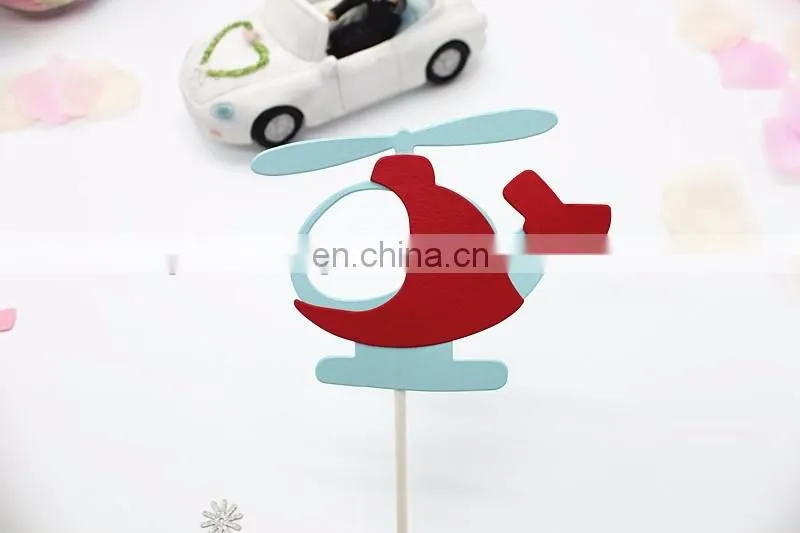 Hot Sale Airplane Cake Topper Helicopter Paper Cake Topper