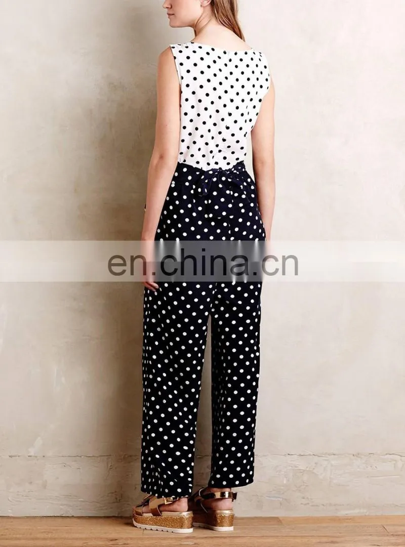 Factory price plain cotton pokka dot white sleeveless women shirt