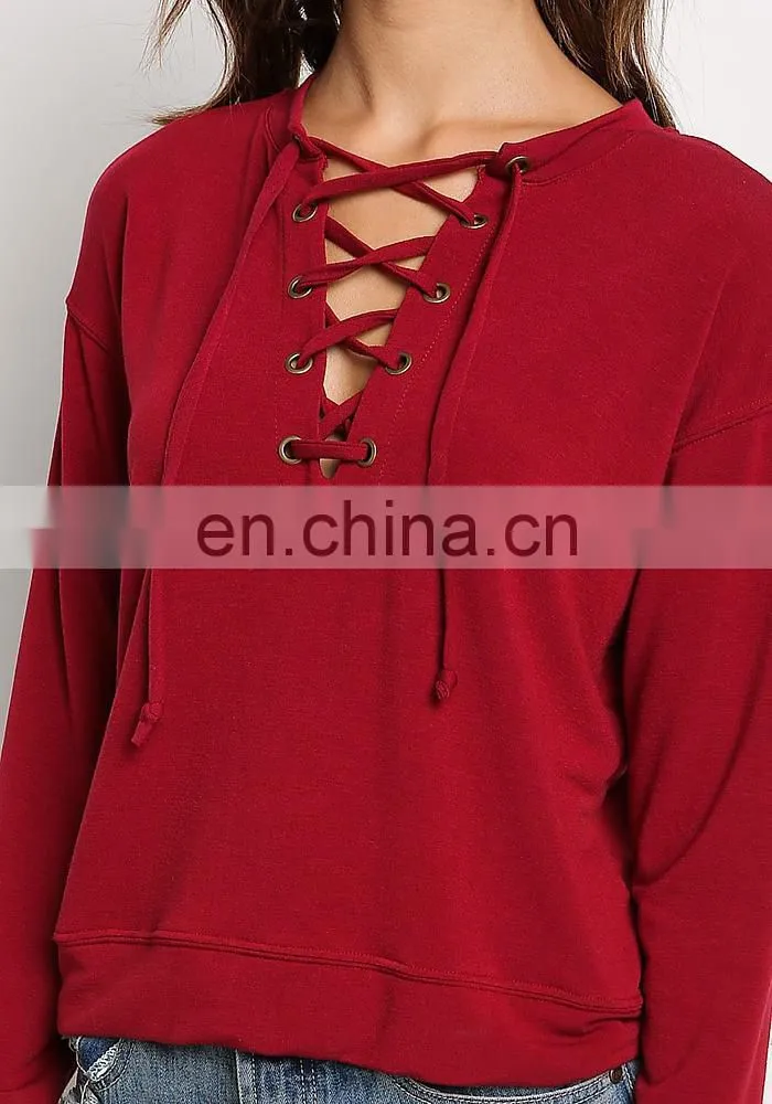 fashion cross tops for women/2016 new fashion women blank tops/plus size long sleeve women tops in black