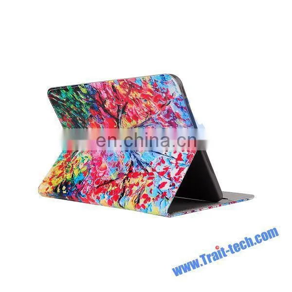 Factory Price Tablet Red Leaves Tree Pattern Card Slots Flip Stand TPU+ PU Leather Case for Samsung Galaxy Tab S2 9.7 T810