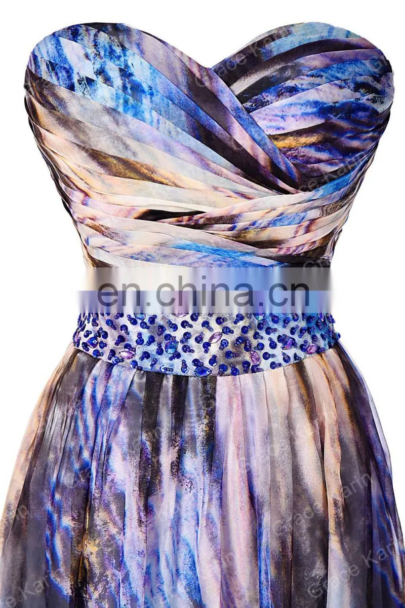 2016 Grace Karin Strapless Chiffon Ball Gown Multi Colors Prom Dress GK000036-1