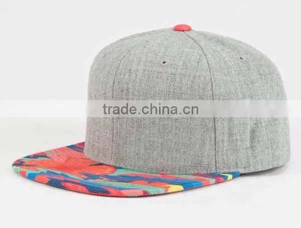 Fashion Flat Bill Snapback Cap Print Brim Snapback Hat