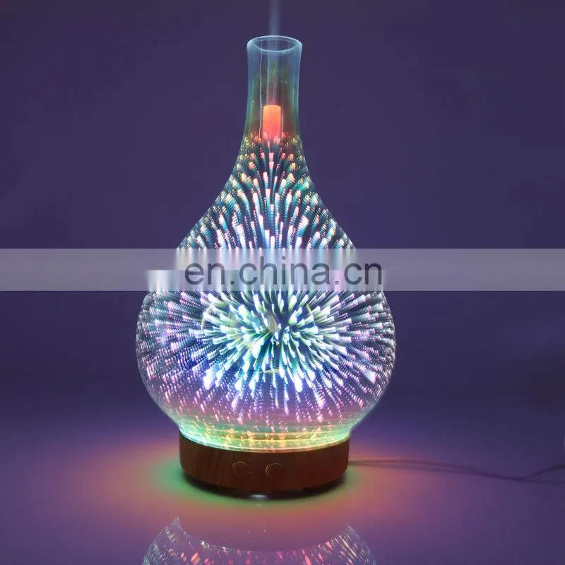 2018 New product oem rechargeable aroma essential oil diffuser 3d glass electric aroma diffuser