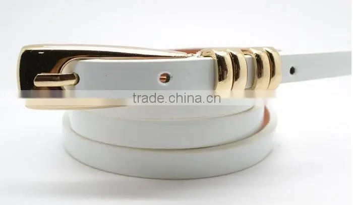 Fashion shiny PU thin belt for lady's wear