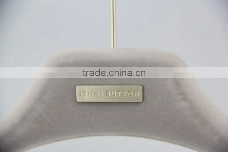 gray fashion velvet flocking hanger with clips for suits