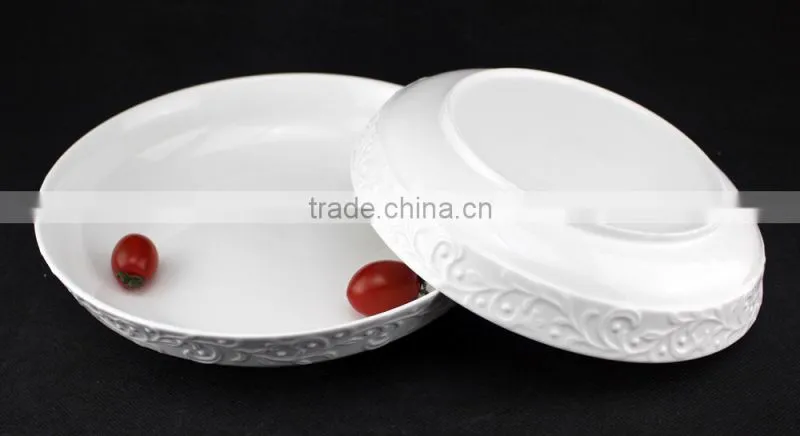 porcelain embossed plate, 8" porcelain fruit plate, wholesale porcelain fruite plates