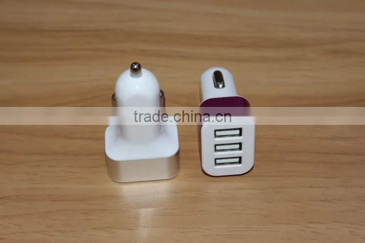 wholesale in Electronic market 3 ports 12V/24V 5V 2.1A /1A usb car charger manufacturers with CE FCC Rohs