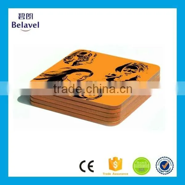 Wholesale souvenir cork mat printing custom square mdf coaster