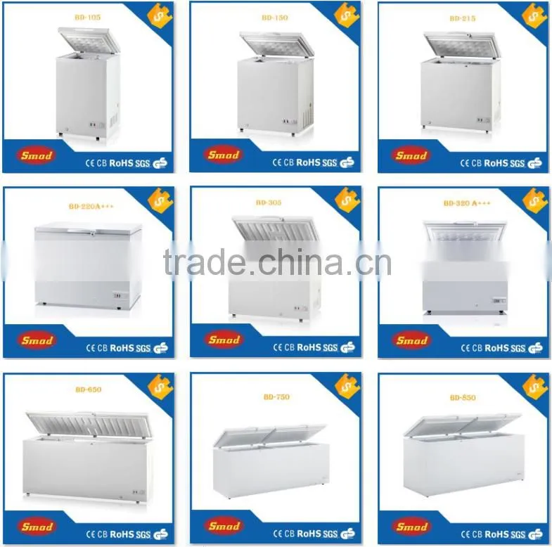 550L R134A horizontal big capacity top open chest freezer