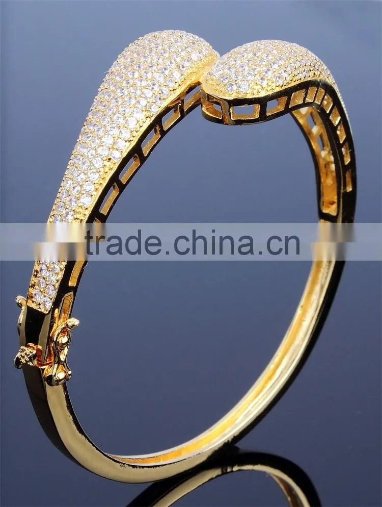 Bestseller Micro Pave Setting Wedding Clear Cubic Zircon Stones Women Bangle