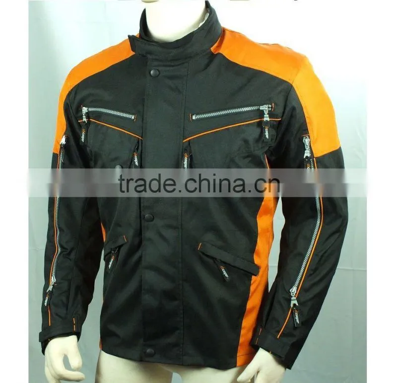 Men's Cordura Touring Motorcycle Jacket - Black with Red