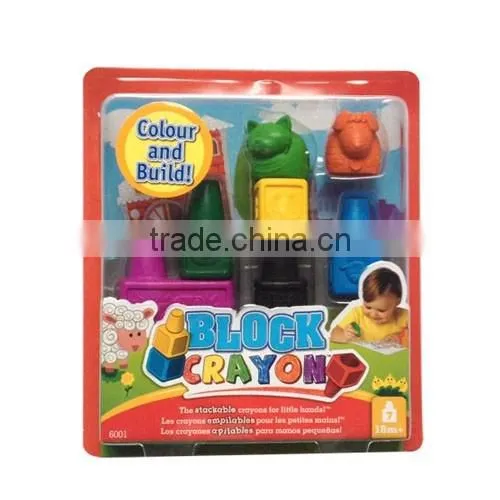 Animal shaped block crayon set with 48 pages coloring book for kids drawing set