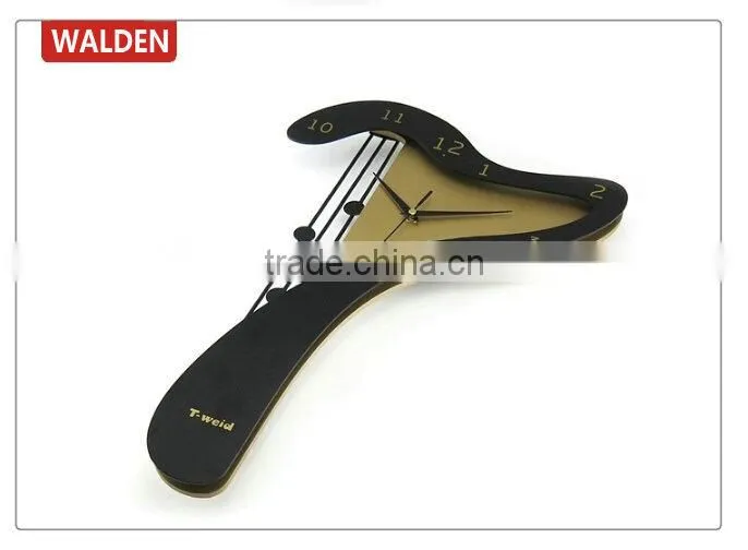 Harp Shaped Creative Fashion Quartz Analog Wooden Wall Clock