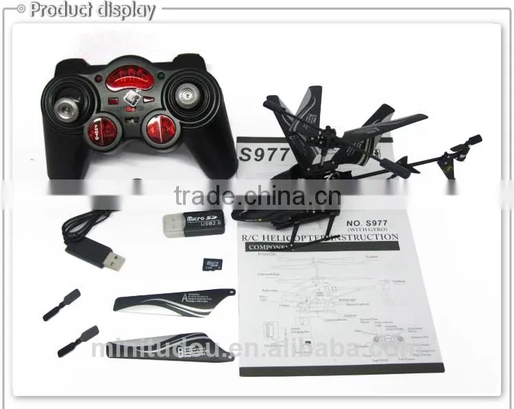 WL S977 3.5 CH Radio remote Control Metal Gyro rc Helicoptero With Camera