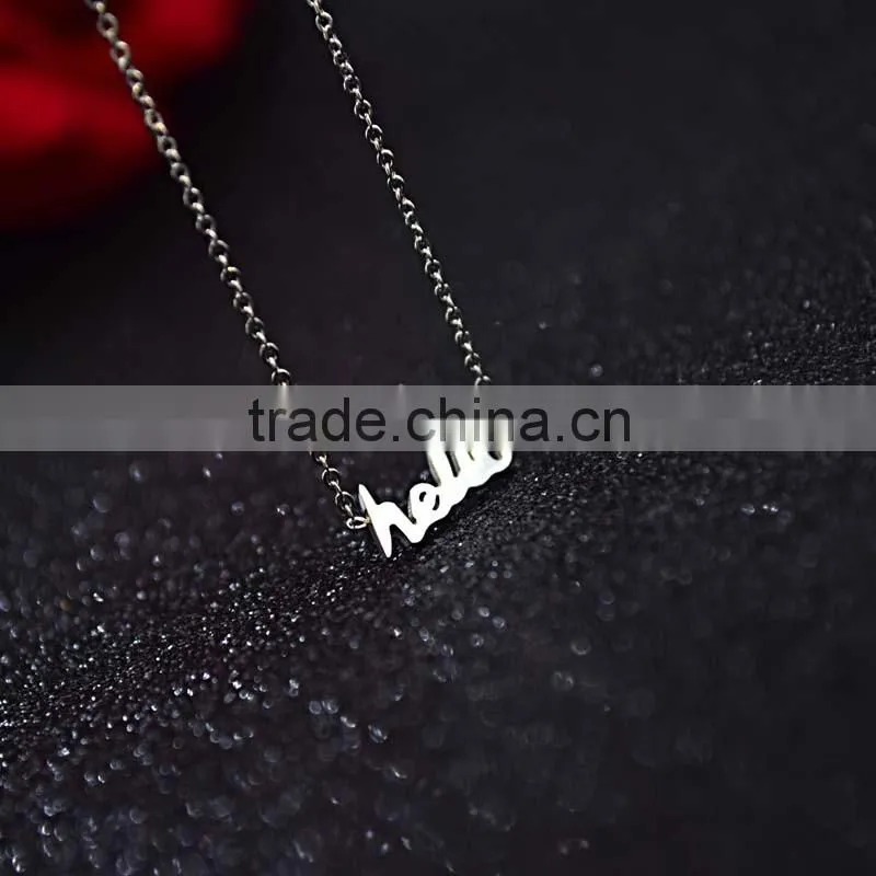 Custom logo silver necklaces set jewelley pendant necklaces jewelry 2016