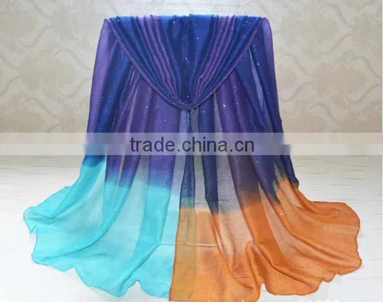 Wholesale New Design Autumn Fashion Gradient Cotton Glitter Woman Shawl