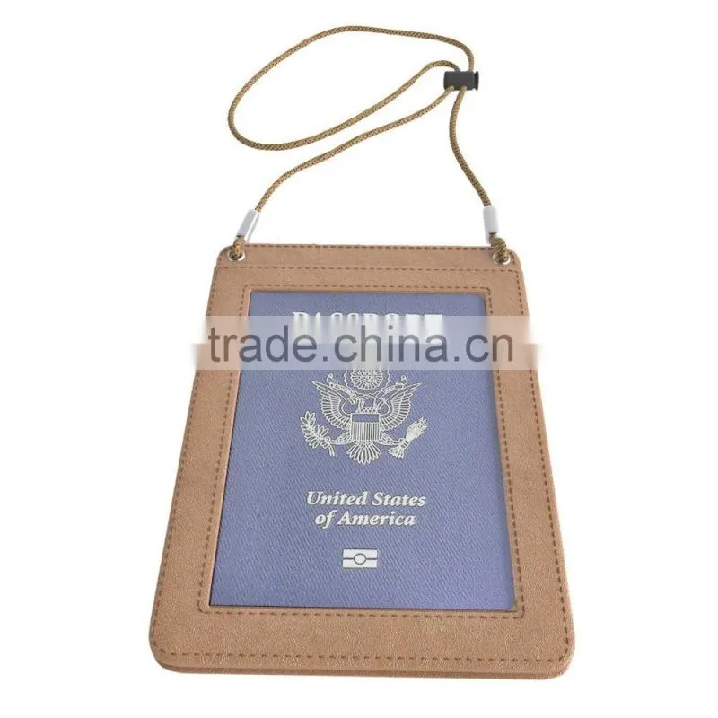 Custom Travel Document Holder Passport Organizer Leather Neck Travel Wallet