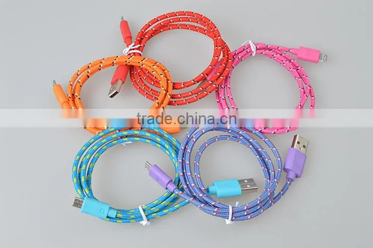 1m Round Braided Textile Electrical usb Cable/Wire/Pulley Cord 2 wires