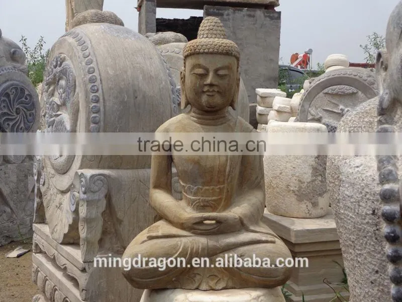 Antique Hand Made Carved Chinese Stone Laughing Buddha Garden Statues