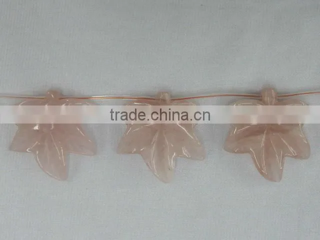Chinese Rose Quartz carved leave
